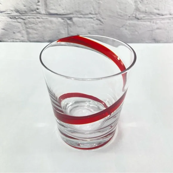 Pier 1 Retired Red Swirl Hand Blown 12 Oz Tumblers Set of 6 - Picture 2 of 8